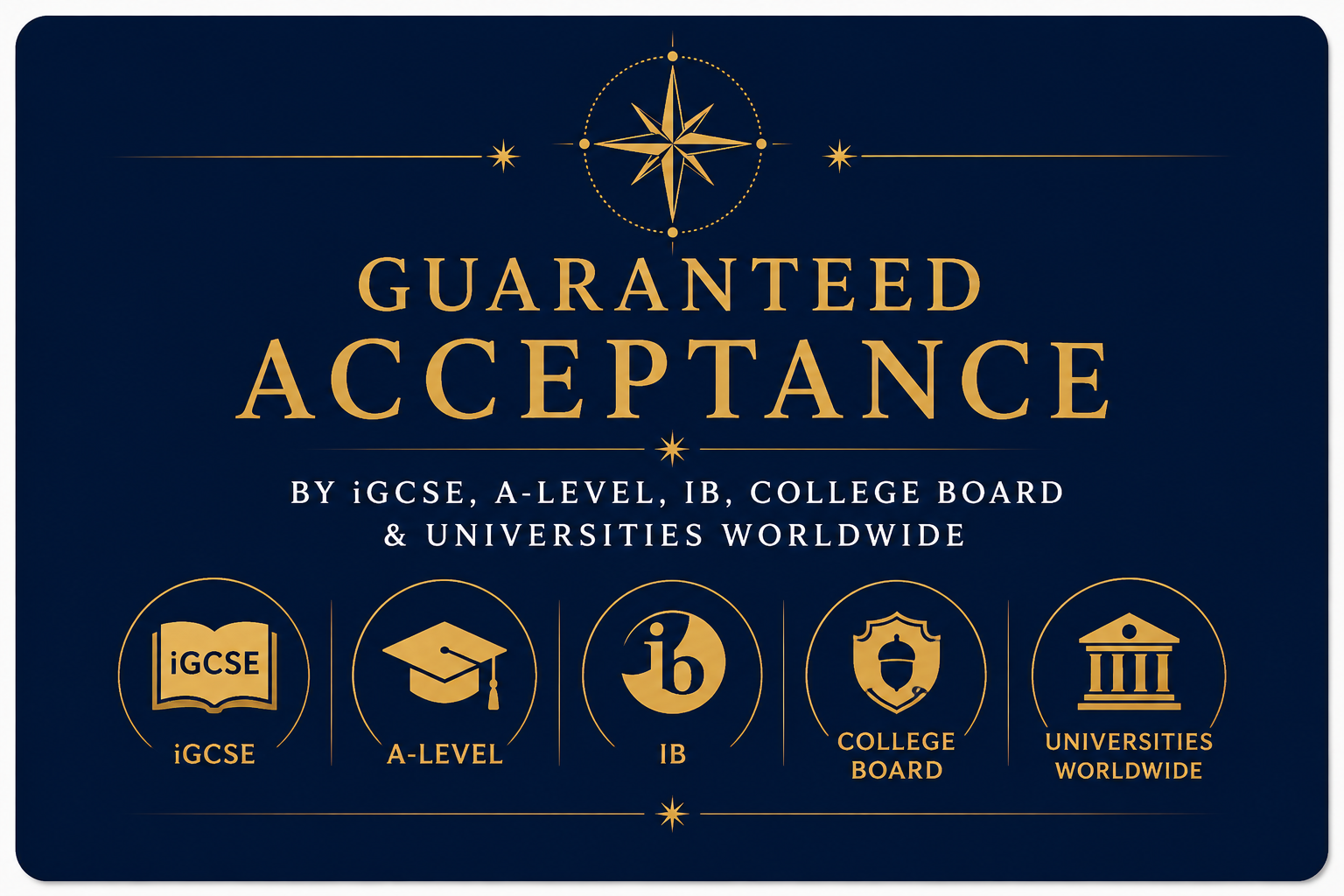Guaranteed Acceptance by igcse a level ib and college board